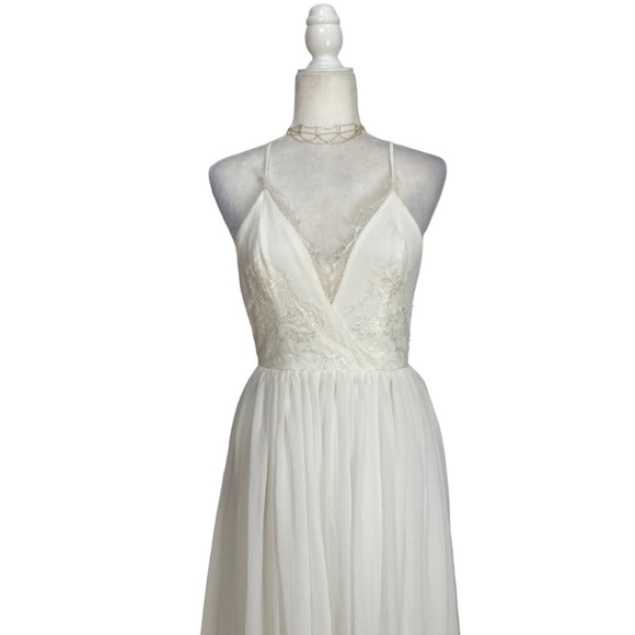 Dress the Population White Maxi Gown Dress Criss Cross Open Back - Picture 5 of 11